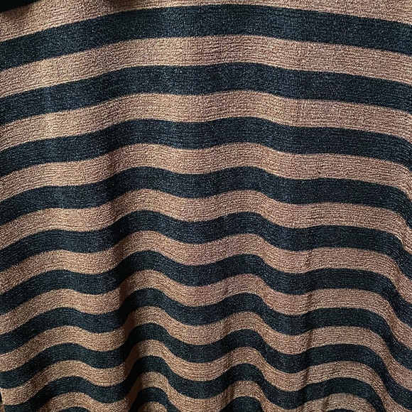 PSE Vintage plus size 3X Striped Black and Brown stretchy long sleeve top - Picture 9 of 12